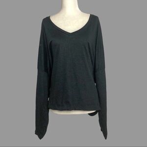 🧡 2X 🧡 NWOT Anthro Top V-neck Textured Cropped Low Cut Long Sleeves